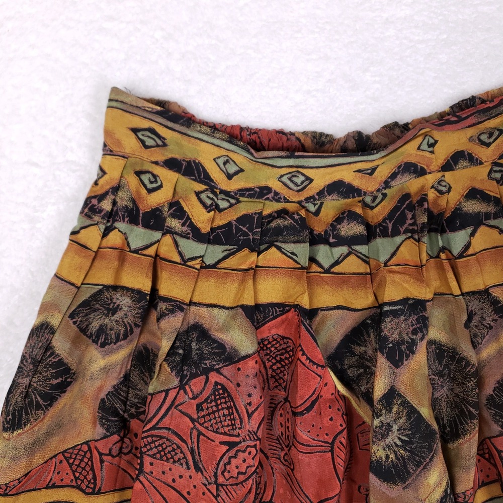 Justin B Jones Vintage Skirt Womens Large Midi Rayon Southwestern Tribal Pleated - Picture 2 of 8